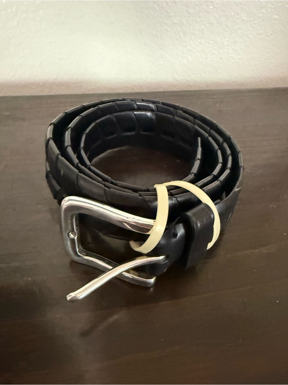 Dockers Black Leather Belt with Silver Buckle